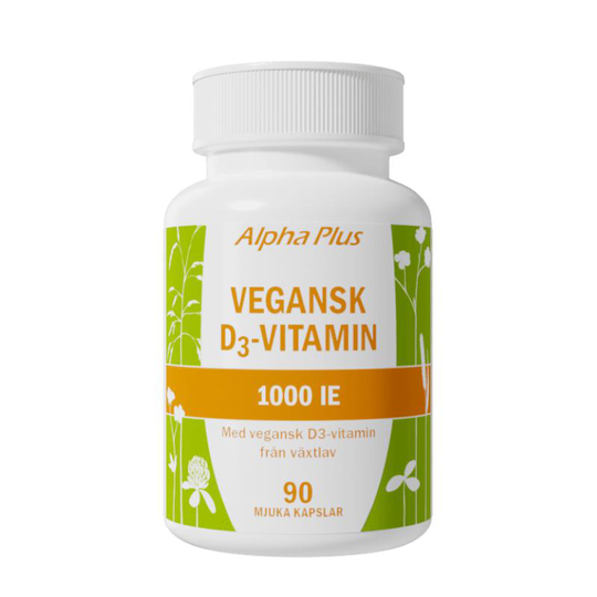 Vegansk D3 Vitamin 1000 iE 90 kapslar Alpha Plus