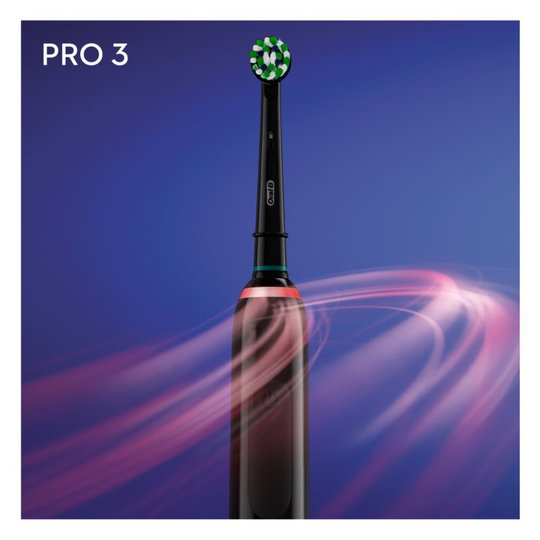 Elektrisk tandborste ORAL-B Pro 3 Cross Action, 8800 svängningar/min, 3 program, 1 ände, svart