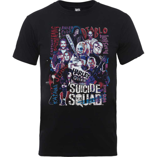 DC Comics Unisex Tee: Suicide Squad Harley's Character Collage (Large)