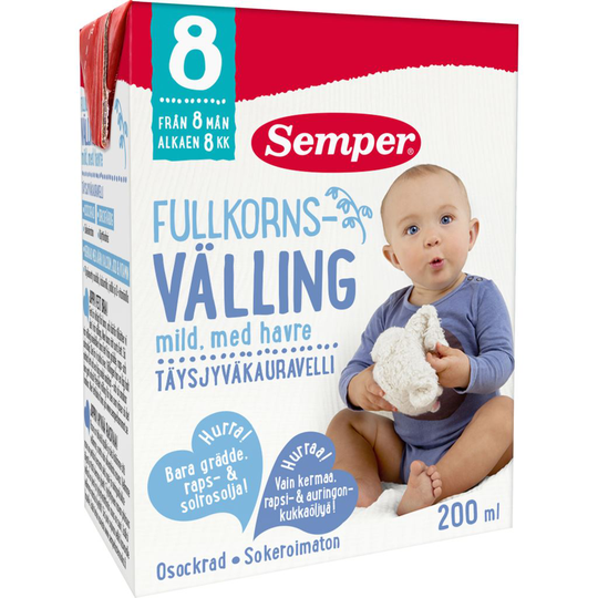 Semper Fullkornsvälling mild 8 mån drickfärdig 200 ml