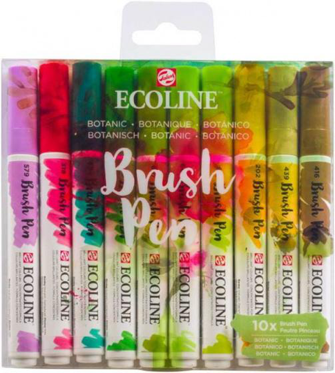 markörer Ecoline Brush Pen Botanic 10 st