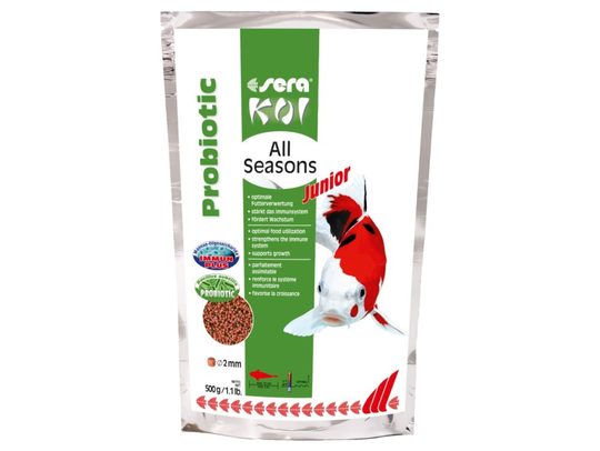 sera Koi Junior All Seasons Probiotic, Dammfisk, Torr fiskmat, Pellets, Vitamin A, Vitamin B1, Vitamin B2, Vitamin C, Vitamin D3, Vitamin E, Liten, 8