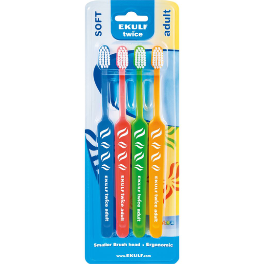 EKULF Twice Tandborste Adult 4-pack
