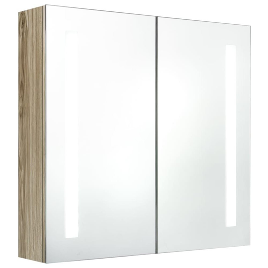 vidaXL Badrumsskåp med spegel LED ek 62x14x60 cm