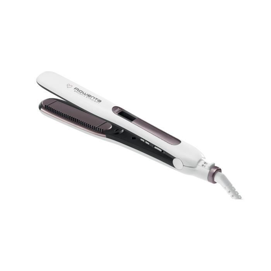 ROWENTA SF7510F0 ROWENTA SF7510F0 Brush & Straight Hair Straightener - Temperaturkontroll - Snabb uppvärmningstid Rosa och vitmetall