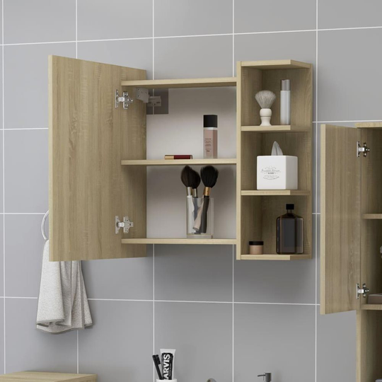 Spegelskåp för badrum sonoma-ek 62.5x20.5x64 cm spånskiva
