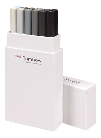 Brush Pen Ritpennor Tombow ABT Dual Brush Grå 12-pack