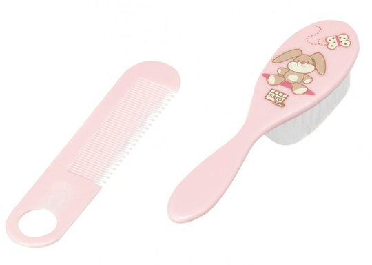 borst och kam set 2-delad kanin rosa