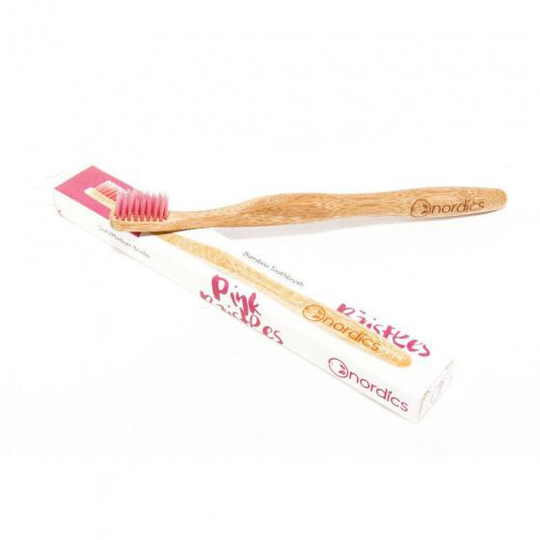 tandborste 23 cm bambu/nylonbrun/rosa