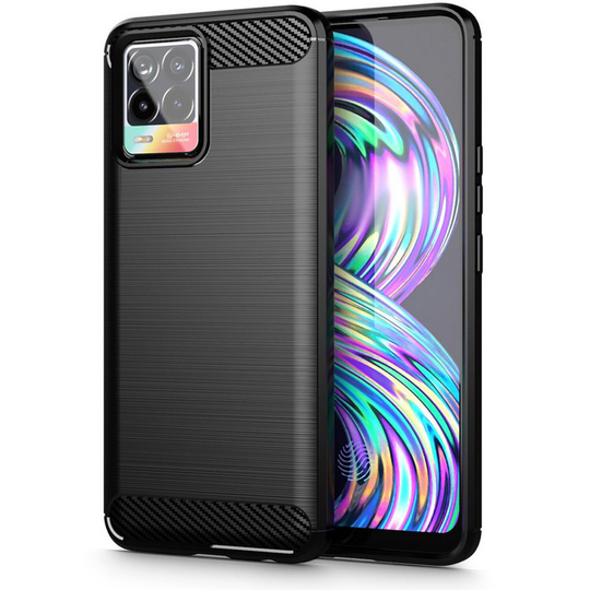 Realme 8 / 8 Pro • Mobilskal • Brushed Metal • Svart