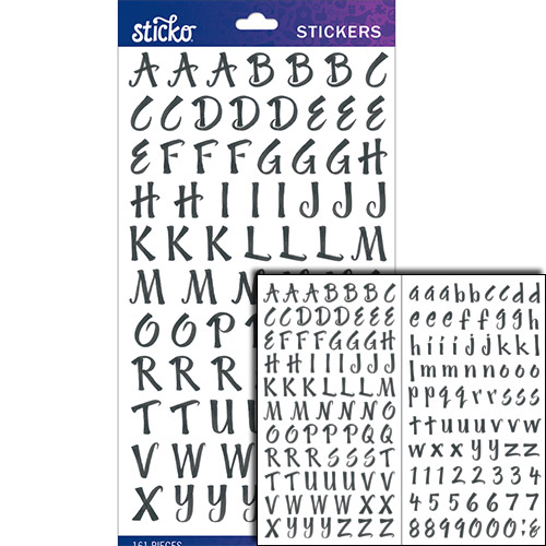 Alfabet Stickers Sticko - Black Brush Small - 161 delar!