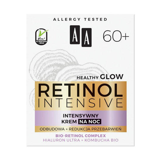 AA 60+ Intensiv Retinol Intensive Night Cream Ombyggnad + Minskning av missfärgning Hialuron Ultra & Kombucha Bio 50ml