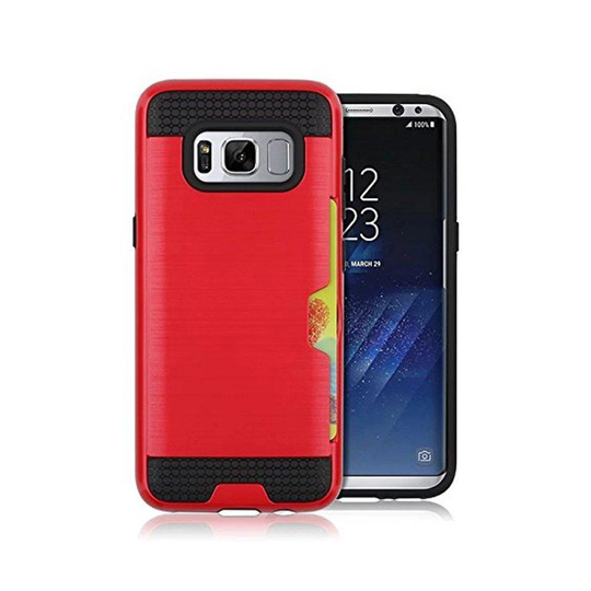 Samsung S8 Plus - Brushed Skal med kortplats - Röd