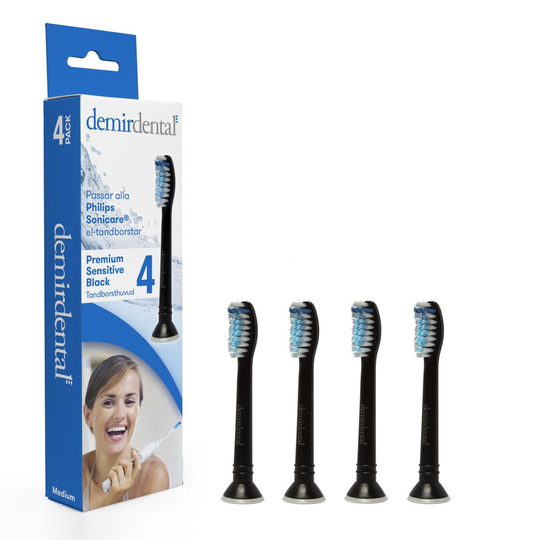 Demirdental Premium Sensitive Black Tandborsthuvud 4-pack