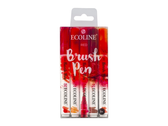 Ecoline Brush pen set Red | 5 colours