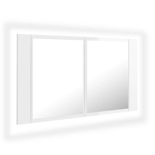 vidaXL Spegelskåp för badrum LED vit högglans 80x12x45 cm