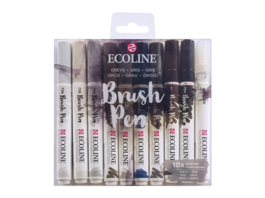 Ecoline Brush pen set Grey| 10 colours
