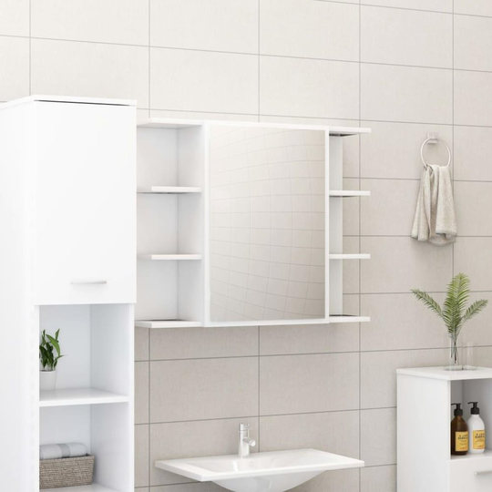 Spegelskåp för badrum vit 80x20,5x64 cm spånskiva