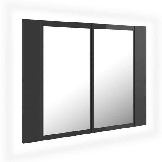 vidaXL Spegelskåp för badrum LED grå högglans 60x12x45 cm