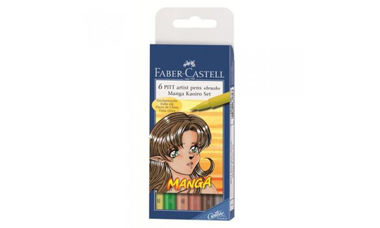 Penselpenna Faber-Castell PITT artist pen brush Manga set Kaoiro (Version 1), 6 färger/fp