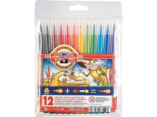 Koh-I-Noor Felt-tip pens 12 brush colors - WIKR-918562