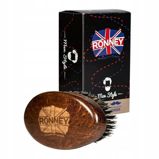 RONNEY_Wooden Beard Brush drewniana szczotka do brody z naturalnego wĹ,osia DuĹĽa Ciemna