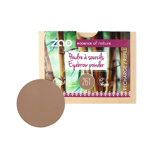 ZAO, Ekologisk Eyebrow Powder, 261 Ash Blond, Refill, 3 g