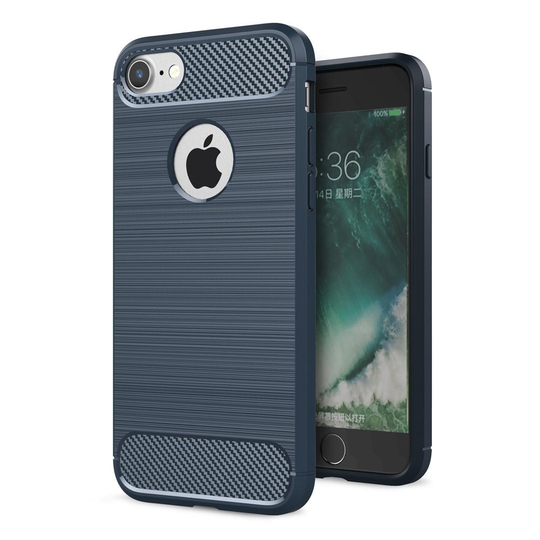 Carbon Fiber Brushed Mobilskal iPhone 7/8/SE 2020 - Blå