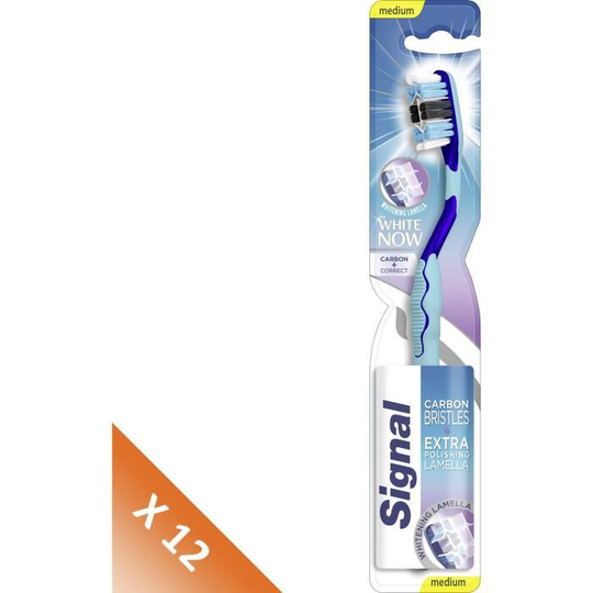 SIGNAL-paket med 12 vita nu manuella tandborstar