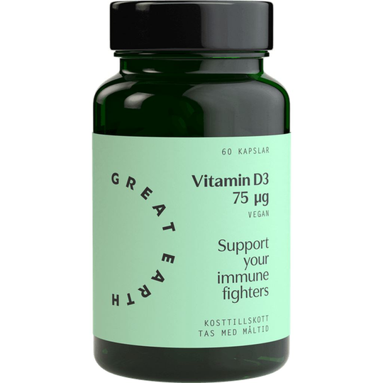 Great Earth Vitamin D3 Vegan 75 μg 60 kapslar