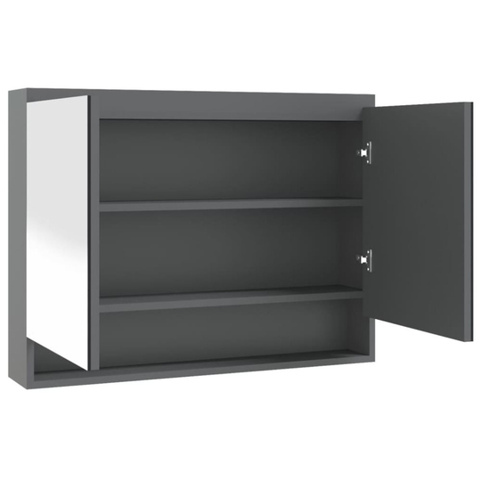vidaXL Spegelskåp för badrum grå 80x15x60 cm MDF