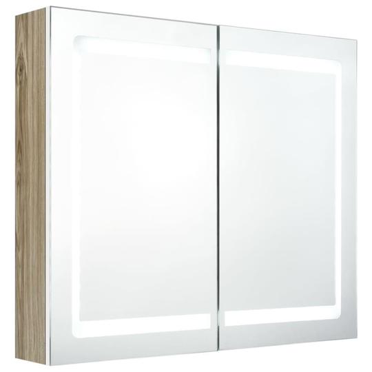 vidaXL Spegelskåp med LED vit och ek 80x12x68 cm