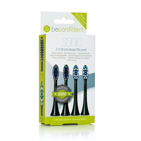 Beconfident Sonic Tandborsthuvud Svart Mix-pack 4 st