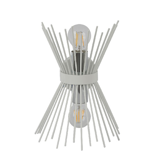 HOMEMANIA Brush Wall Lamp - Wall light - White, Chrome made of Metal, 22 x 32 x 15 cm, 2 x E27, Max 100W