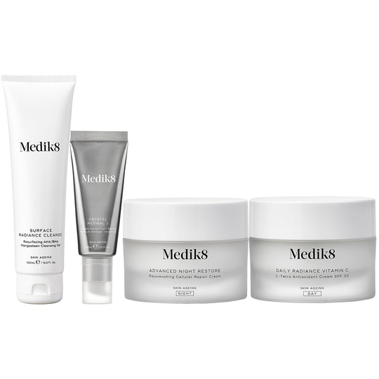 Skin Care Routine With Retinal, Medik8 Set / Boxar