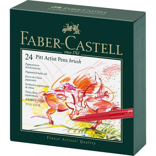Penselpenna Ritpenna Faber-Castell PITT Artist pen Brush India ink pen, Studio box, Ateljélåda, 24 färger/fp