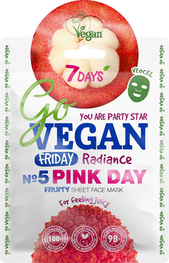 GO VEGAN Face Sheet Mask PINK DAY Friday - 7DAYS - Sheet Mask