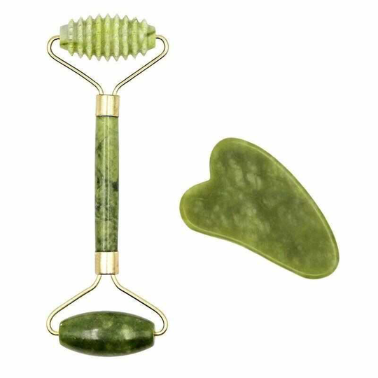 Gua Sha massage kit large taggig - Grön