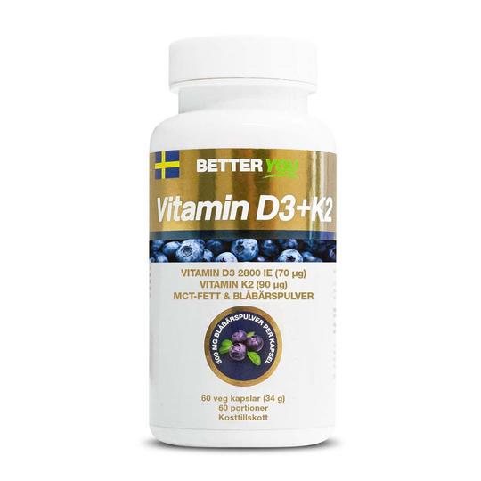 Vitamin D3+K2, 60 caps, Vitaminer