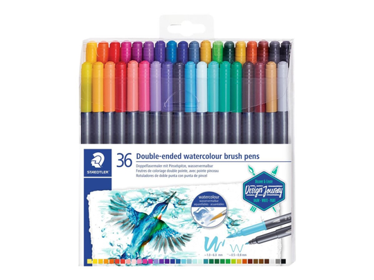 STAEDTLER Marsgraphic Duo - Twin-tip brush pen - assorted water colors - 1-6 mm / 0.8 mm fin (paket om 36)