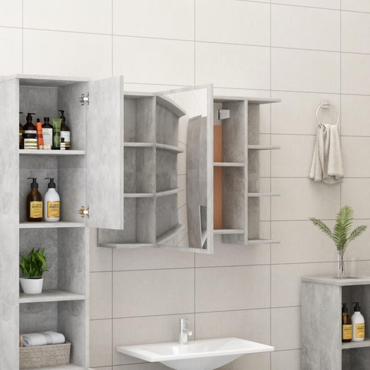 Spegelskåp för badrum betonggrå 80x20.5x64 cm spånskiva