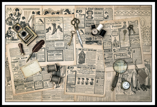 Collage med bl a sysaker Poster/Black/White: 100x140 1895 Tavla med ram (vit)