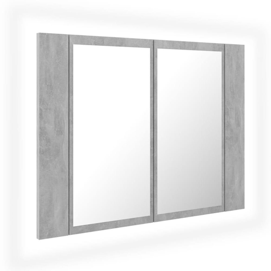 vidaXL Spegelskåp med LED betonggrå 60x12x45 cm