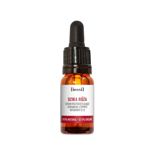 IOSSI_Dzika RĂłĹĽa serum rozĹ>wietlające geranium, cyprys, witaminy C i E 10ml