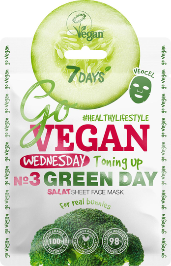 GO VEGAN Face Sheet Mask GREEN DAY Wednesday - 7DAYS - Sheet Mask