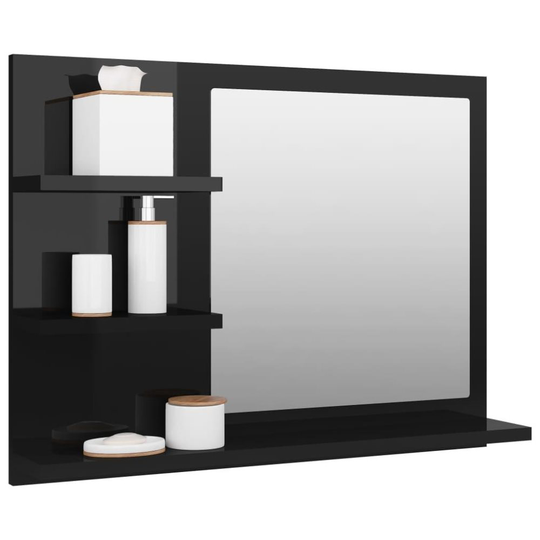 Badrumsspegel svart högglans 60x10.5x45 cm spånskiva