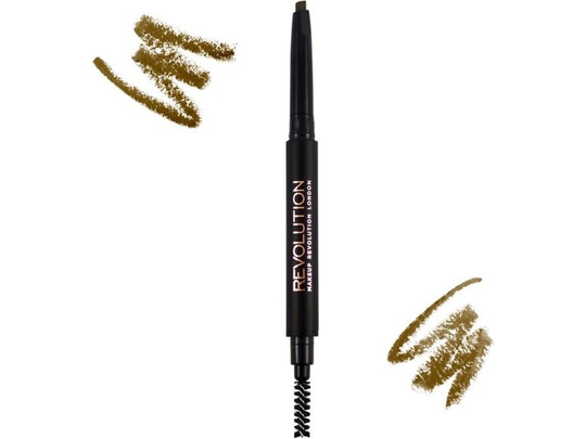 Makeup Revolution Duo Brow Definer Eyebrow pencil + Light Brown brush 1pc