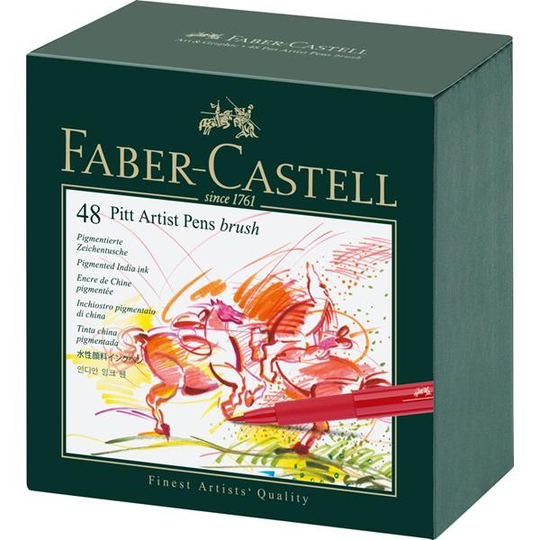 Penselpenna Ritpenna Faber-Castell PITT Artist pen Brush India ink pen, Studio box, Ateljélåda, 48 färger/fp