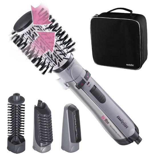 BABYLISS 2735E Multistyle Rotary Styling Brush, 2-hastighet, jonbaserad teknologi, 1000W, Silver