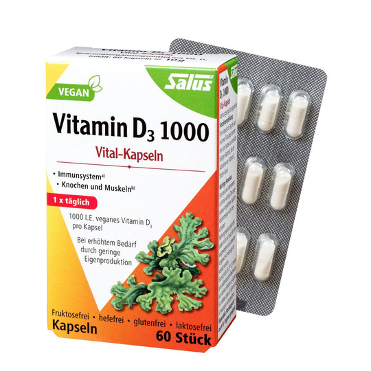 Salus Vitamin D3 1000 vegansk, 60 hårklippningar, 10g